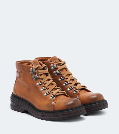 Leather lace-up boots