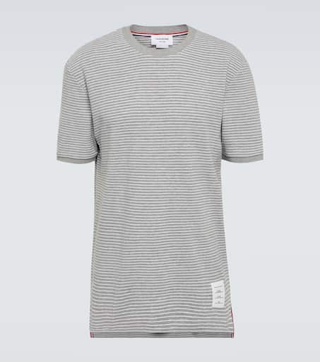 Striped cotton jersey T-shirt in grey - Thom Browne | Mytheresa