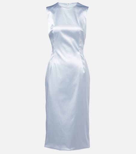 sachin and babi light blue dress Royal Blue Silk Midi Dress: Sleeveless Bow Belt Cocktail Dress