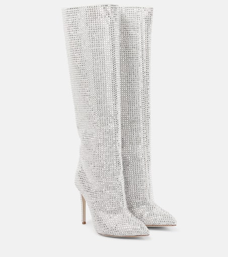 Holly embellished knee high boots in silver Paris Texas Mytheresa