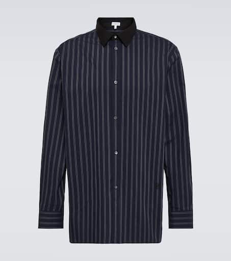 【LOEWE】Stripe cape in linen and cotton Cape shirt in cotton White - LOEWE