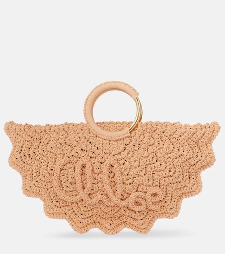 キュートなフォルム★【chloe】Bracelet Paravent トートバッグ Chloé Small Bracelet Paravent Tote Bag In Crochet in Deep