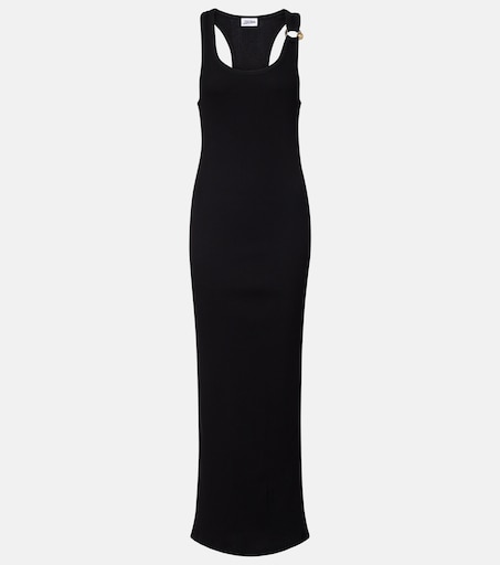 Jean Paul Gaultier キャミソールスタイルの黒いロングワンピース Piercing cotton jersey maxi dress in black - Jean Paul Gaultier