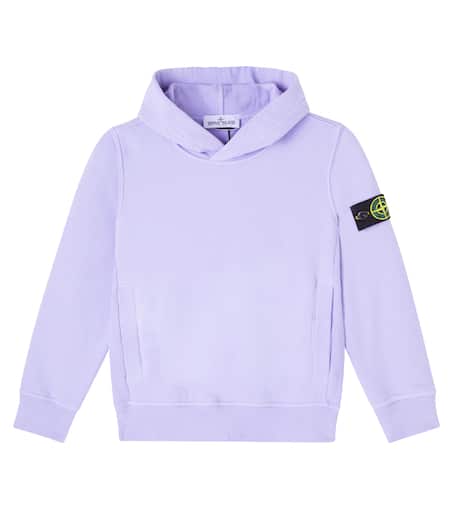 Compass cotton jersey hoodie in purple - Stone Island Junior