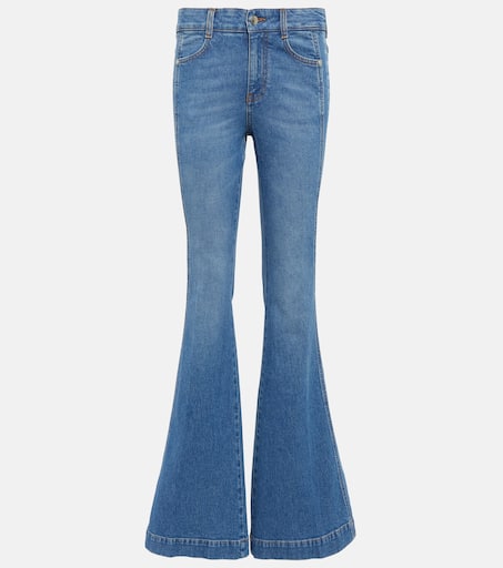 【Stella McCartney】ロゴ mid-riseフレアジーンズ Logo mid-rise flared jeans in blue - Stella Mc Cartney