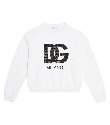 スウェット・トレーナー DOLCE & GABBANA COTTON SWEATSHIRT WITH NAVY PRINT DG cotton sweatshirt in white - Dolce Gabbana Kids | Mytheresa