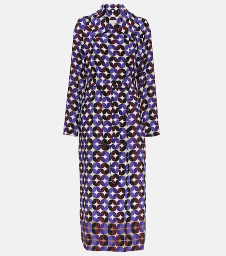 Printed double-breasted coat in purple - Dries Van Noten | Mytheresa
