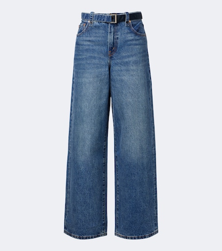 Belted wide-leg jeans in blue - Sacai | Mytheresa