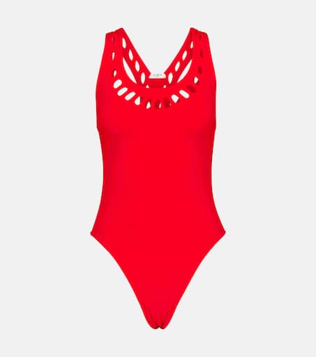 Cutout racerback swimsuit in red - Alaia | Mytheresa