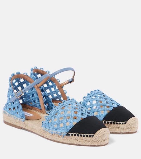 Sunburst raffia espadrille sandals in blue Aquazzura Mytheresa