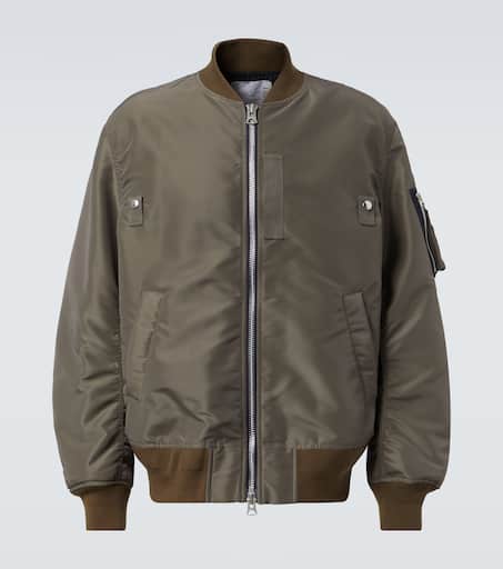 ブルゾン Sacai Two-Tone Wool Bomber Jacket SACAI Layered Wool-Trimmed Twill and Fleece Bomber Jacket