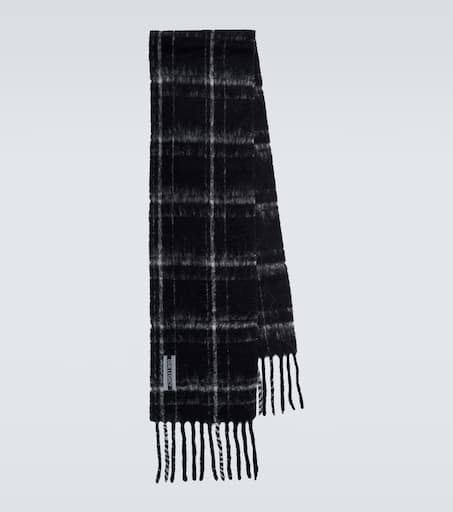 Estate checked alpaca and wool-blend scarf in black - Our Legacy