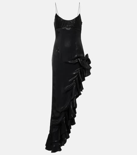 ワンピースその他 Alessandra Rich Black draped silk minidress Embellished silk-blend satin minidress in black - Alessandra