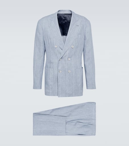 BRUNELLO CUCINELLI★素敵！Double-breasted striped felt coat Brunello Cucinelli Corduroy Double Breasted Coat men