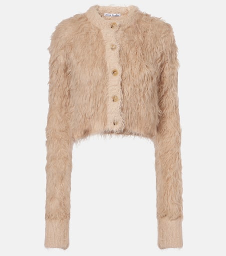 Faux fur cardigan in beige - Acne Studios | Mytheresa