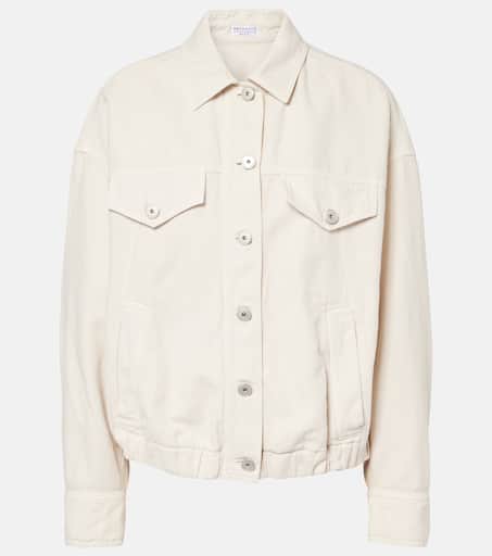 ジャケット BRUNELLO CUCINELLI Woman Jacket White MGRON7895 C057 Cotton-blend denim jacket in white - Brunello Cucinelli