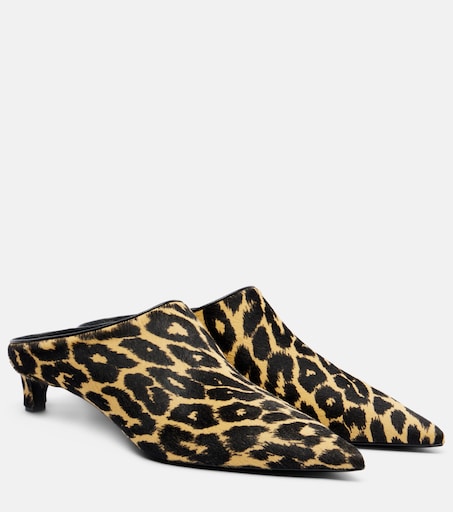 Pointy leopard-print calf hair mules in black - Jil Sander | Mytheresa