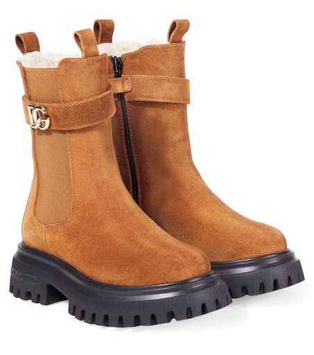 DG leather ankle boots in brown - Dolce Gabbana Kids | Mytheresa