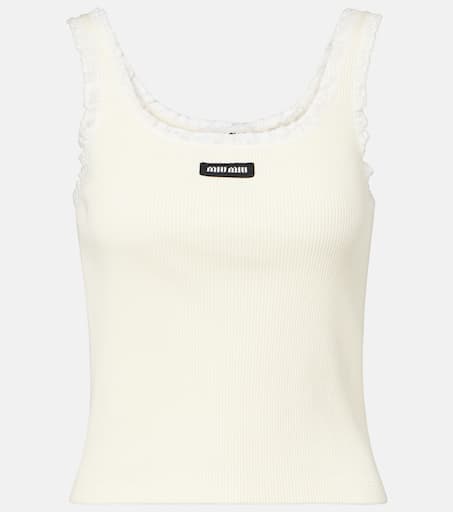 miu miu タンクトップ ホワイト M Miu Miu リブニット タンクトップ | ホワイト | FARFETCH JP