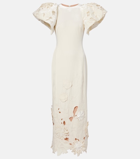 Leo Lin - Lucina floral-appliqué velvet maxi dress