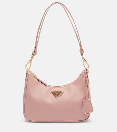 Prada Re-Edition Mini leather shoulder bag in pink - Prada | Mytheresa