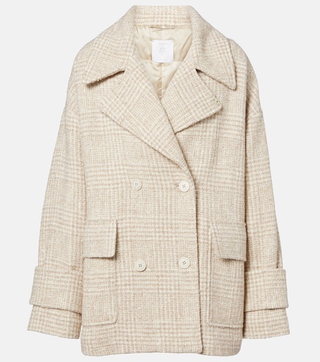 Checked wool and alpaca-blend jacket in beige - Eleventy | Mytheresa