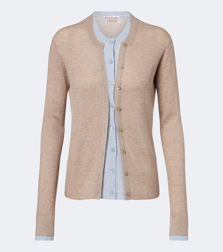 Layered silk and wool cardigan in beige - Acne Studios | Mytheresa