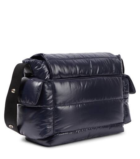 Baby Mommy leather trimmed changing bag in blue Moncler Enfant