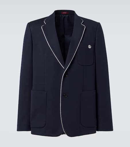 【送料&関税込】Gucci Navy Blue Cotton Blazer Double-breasted cotton jacket in blue | GUCCI® US