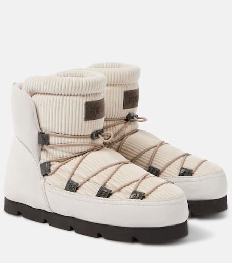ショートブーツ・ブーティ BRUNELLO CUCINELLI SUEDE ANKLE BOOTS WITH SHEARLING LINING Shearling-lined suede ankle boots in multicoloured