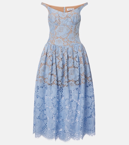 Self-Portrait - Gathered lace midi dress
