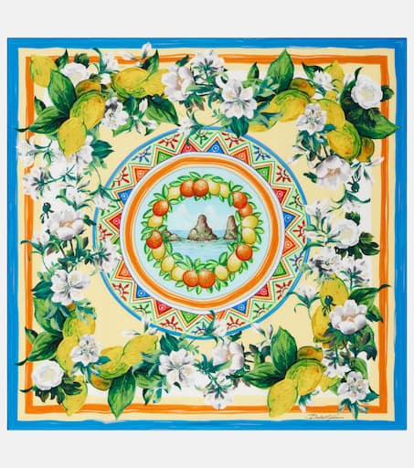 Printed silk twill scarf in multicoloured - Dolce Gabbana