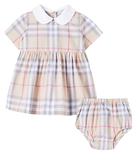 キッズワンピース・オールインワン JUNIOR BURBERRY Dresses 8100058 A2205 Beige Baby Burberry Check dress and bloomers set in beige