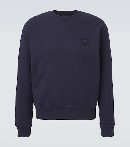 Cotton jersey sweatshirt in blue - Prada | Mytheresa