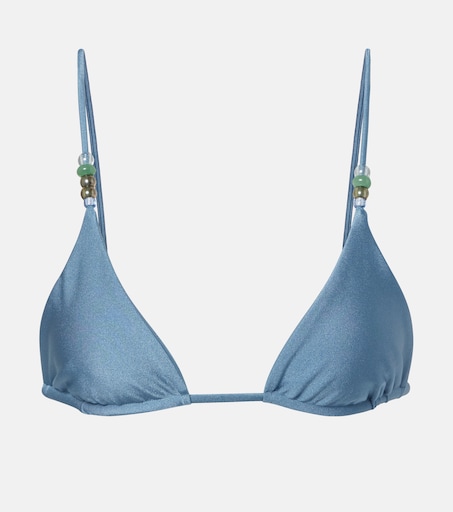Jade Swim Bikini Oberteil Via Blau — Dua Lipa honeymoon beach edit