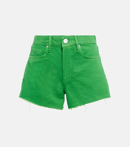 Le Brigette high rise denim shorts in green Frame Mytheresa
