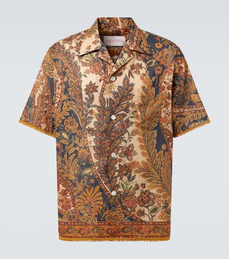 Paisley linen shirt in beige - Valentino | Mytheresa