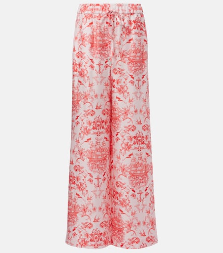 パンツ ALEXANDER MCQUEEN PRINTED SATIN WIDE-LEG PANT Printed silk wide-leg pants in multicoloured - Mc Queen