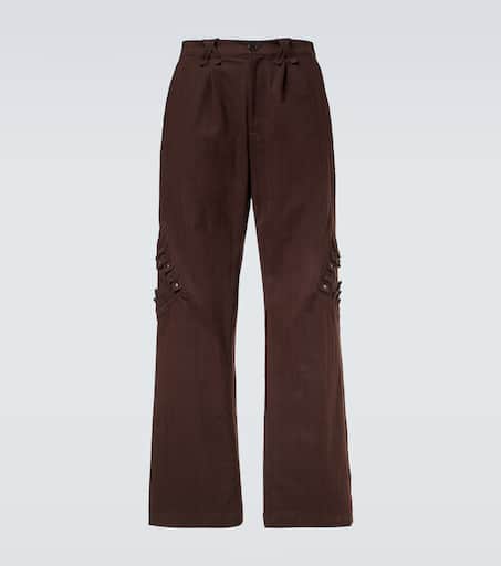 Estike cotton-blend wide-leg pants in brown - Kiko Kostadinov