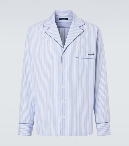 Striped cotton and silk poplin pajama shirt