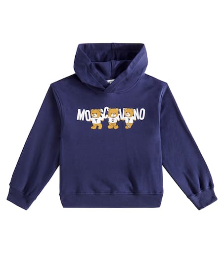 Teddy Bear cotton jersey hoodie in blue Moschino Kids Mytheresa