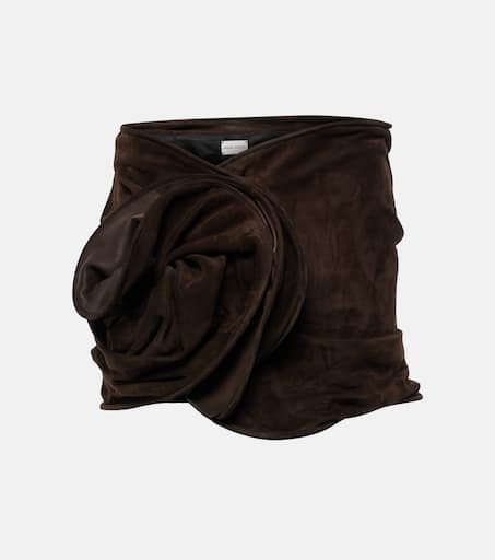 Floral-appliqué suede miniskirt in brown - Magda Butrym