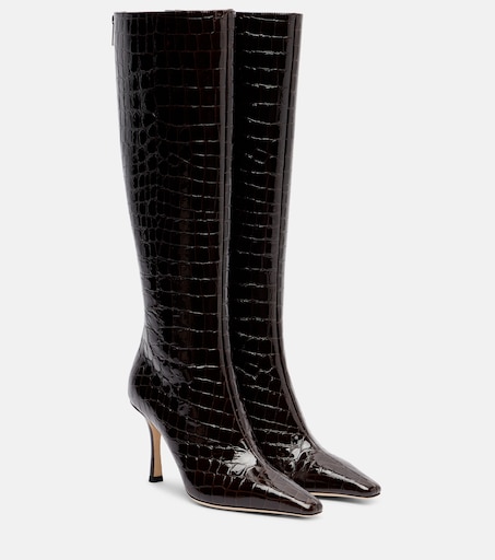 Agathe 85 croc-effect leather knee-high boots in brown - Jimmy