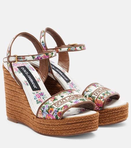 Floral embroidered espadrille wedges in multicoloured - Dolce
