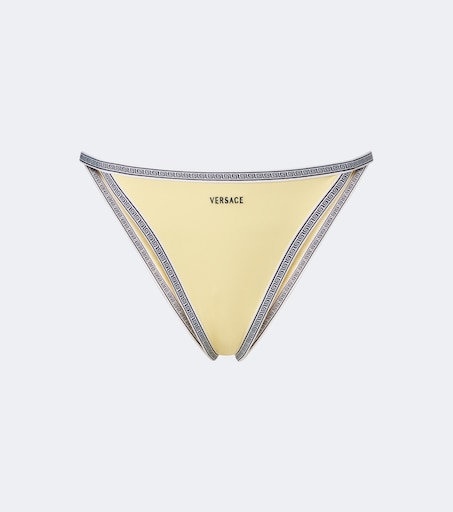 Greca embroidered bikini bottoms in yellow - Versace | Mytheresa