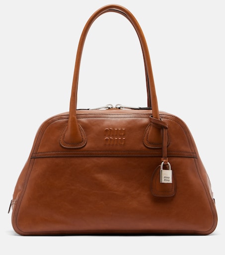 Vivant Medium leather bowling bag in brown - Miu Miu | Mytheresa