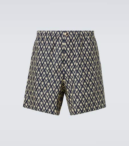 Toute La V linen Bermuda shorts in blue - Valentino | Mytheresa