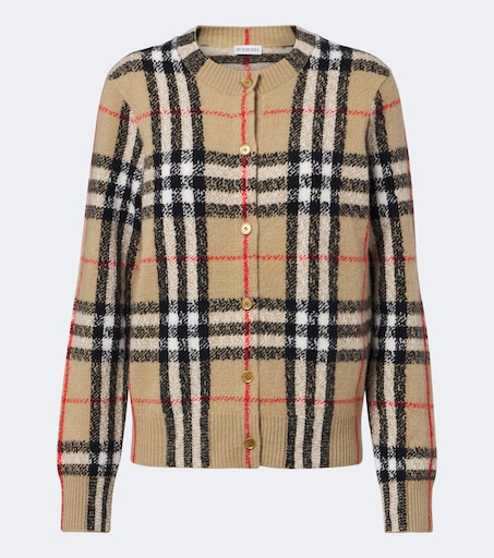 Burberry Check cashmere cardigan in beige - Burberry | Mytheresa