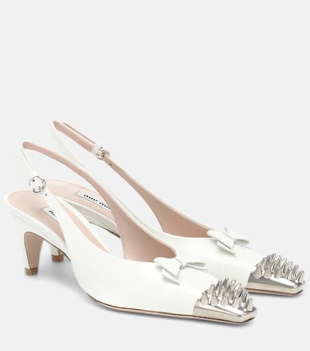 【送料&関税込】Miu Miu Ivory Leather Pumps Ivory/black Leather Pumps | Miu Miu