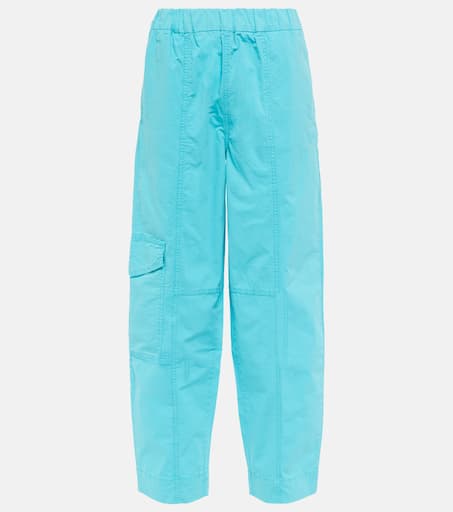Cotton-blend pants in blue - Ganni | Mytheresa